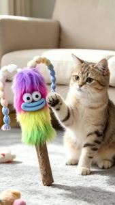 Ugly and Cute Monster Wooden Sky Liao Cat Toy Cat Grinding Teeth to Relieve Bore Self Fun Teasing Cat Stick Pet Supplies Cat Toy