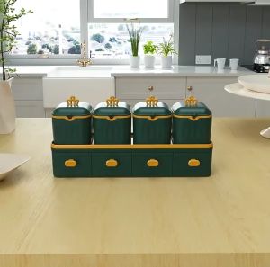 HOMEKING | Crown Seasoning Pot Drawer Type Seasoning Box Set Condiment Storage Container Salt Monosodium Glutamate Preservation Box