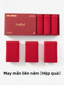 Quần lót nữ LUNILAI cotton đỏ kháng khuẩn cỡ lớn cạp vừa