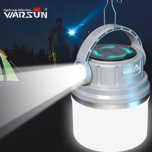 Đèn Cắm Trại Có Thể Sạc Lại Bằng Năng Lượng Mặt Trời Warsun 1100 Lumen Đèn LED Có Độ Bền Cao Cho Đèn Lồng Di Động Thể Thao Ngoài Trời Với Khả Năng Chiếu Sáng Mạnh Mẽ