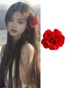 Red Hibiscus Hair Clip Japanese and South Korean Style Non-Tessellated Hair Accessories for Selfies and Photoshoots