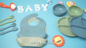SWEETYBABY Feeding Bowl Set For Baby 3 Pcs In 1 Infant Food Grade Silicone Bibs kids Feed Tools Suction Bowls