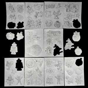 Halloween DIY Handmade Colorable Shrink Film Childrens Creative Material Kit No Cutting Punching Required Festival Season