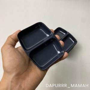 ( 6pcs )Tempat Sambal Melamin Sekat 2 Ukuran 10x7.5cm Warna Elegan Hitam Putih Hijau Tebal Tahan Lama