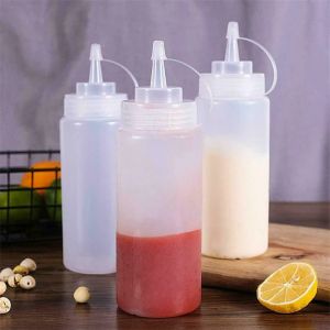 Large Squeeze Condiment Bottles with Nozzles 450ML Ketchup Mustard Salad BBQ Sauces Dispenser Squeeze Sauce Bottle Kitchen Gadget