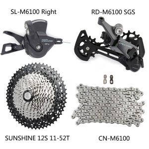 Shimano Deore M6100 1x12 Speed Derailleurs Groupset 12S Right Shift Lever Rear Derailleur CN Chain Sunshine Cassette 46T 50T 52T