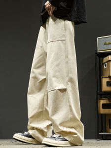 Quần Dài Công Sở Nam Dáng Rộng Phong Cách Mỹ Mùa Xuân Thu Quần Dài Ống Đứng Gấp Xếp Ly Kết Hợp Quần Áo Làm việcSZON