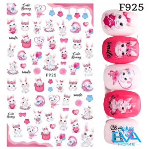 Hình Dán Móng Tay 3D Nail Sticker Trang Trí Móng Họa Tiết Thỏ Con Smile Cute Bunny F925