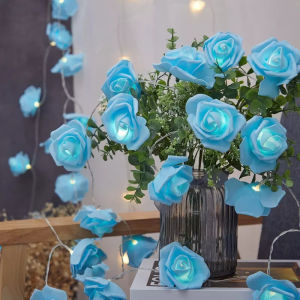 20 LEDs Rose Flower LED String Lights Battery Powered Wedding Party Fairy Light Mothers Day Home Bedroom Decoration Lamp