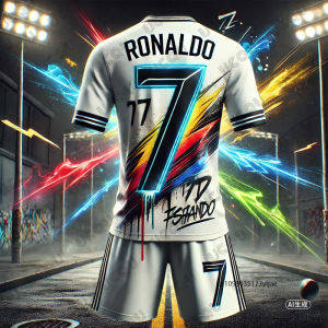 2025 New Ai Design Graffiti Football Jersey Ronaldo # 7 T-shirt+Shorts Sets Summer Sports Suit Training Kids/Adult 2Pcs Outfits