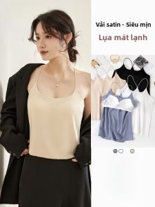 MiiOW | Áo ba lỗ không tay mỏng bằng lụa băng mùa hè dành cho nữ Áo sơ mi không tay hở lưng thường ngày bằng polyester và lycra