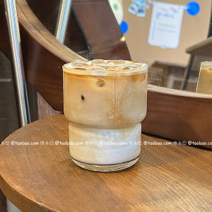 Ins Style Stackable White Coffee Cup Heat Resistant Glass Beverage Juice Cup with Latte Art for Americano Cold Brew