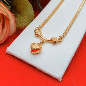 สร้อยคอทองลายกระดูกงูสังวาลย์คั่นหัวใจห้อยจี้ ความยาว 15-17 นิ้ว เสริมบารมี ใส่ได้ทุกโอกาส ชุบทอง งานสวย