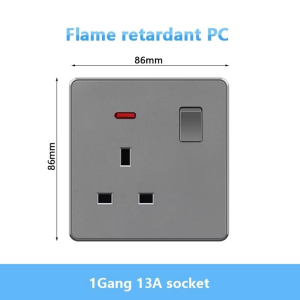 13A Socket/Retouch Thin5 Ultra Thin/1-Gang 3-Pin/with Switch/British Recessed Mount/Soft Touch UV Skin Technology
