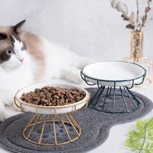 Ceramic Raised Pet Bowl Food Water Treats for Cats Dogs Supplies Outdoor Feeding Drinking Accessories Dog Cat Stand Bowl