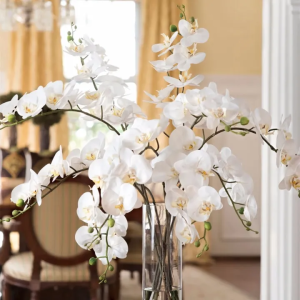 1 Bunch 8 Heads Artificial Silk Butterfly Orchid Artificial Flower Bouquet Phalaenopsis Fake Flowers Home Wedding Decoration DIY Crafts Decor