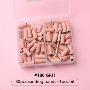 80pcs/box Pink 3.1mm Mini Sanding Bands Kits Nail Drill Bits Mandrel Sets Electric Manicure Accessories Tool Dead Skin Remover
