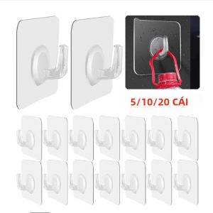 Móc Treo Tường Trong Suốt Tự Dính Chịu Lực Cao Cho Nhà Bếp Phòng Tắm Khăn Tắm Chìa Khóa Móc Dính An Toàn Cho Trẻ Em Đa Năng