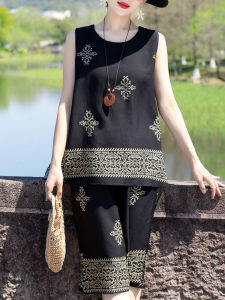 Bộ Đồ Hai Mảnh Vải Lụa Cotton Tay Ngắn Thời Trang Mùa Hè Cho Phụ Nữ Trung Niên Và Cao Tuổi Mặc Đi Làm Thường Ngày Có Túi