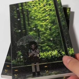 Retro Japanese Diary Glitter Sand Pixel Hand Ledger High-looking Creative A6 Horizontal Lined Inner Pages Schedule Notebook Gift