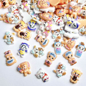 30PCS New Creative Colorful Cat Nail Charms 3D Cartoon Kawaii Painted Bow Rabbit Animals Nail Art Dtions DIY Phonne Case Nails