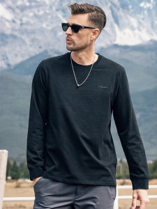 Enjeolon | Cotton Texture Long Sleeve Mens T-Shirt for Base Layer