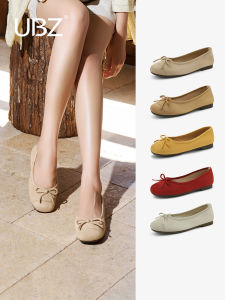 Waterproof Soft Bottom Slip-On Loafers Womens Fashion Single Shoes Sweet Style round Toe Flat Heel Fabric Lined Casual Shoes