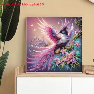 Bộ Tranh Kim Cương 2D Phẳng 1 Mảnh - Họa Tiết Chim Công Tranh Vẽ Trên Vải Quà Tặng Người Lớn Dành Cho Người Mới Bắt Đầu Phong Cách Hiện Đại Kim Cương Tròn & Hình Dạng Đặc Biệt