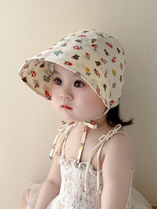 Baby Sun Hat Summer Thin Cartoon Large Brim Sunscreen Cap Newborn Baby Boys Girls Outdoor Protection Hat Breathable Cotton