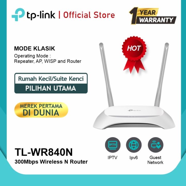 ROUTER WIRELESS TP-Link TL-WR840N Wireless N Speed WiFi 300Mbps Internet Rumah Router Modem