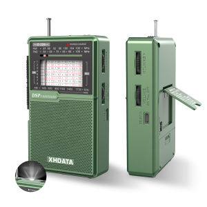 XHDATA | XHDATA New D226 Portable DSP Radio AM FM SW Worldwide Receiver USB C & Battery Powered Built-In Flashlight For Home or Camping