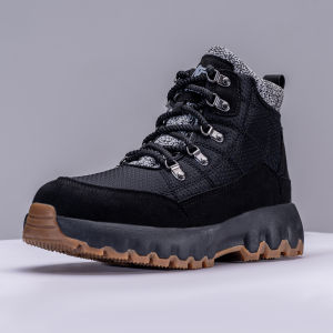 Mens Winter Snow Boots Anti-Slip Thickened Warm Wool Leather Integrated Cold Resistant Boots Sport Style Short Tube Rubber Sole