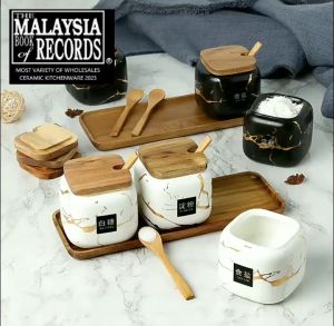 Nordic Marble Matte Ceramic Seasoning Pot Set Kitchen Bottle Spice Jar Household Kitchenware Tools