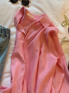 PAIBOLI | Elegant Pink Silk Womens Shirt Spring 2024 Fashionable Ageless French Style Commute Pattern Pure Color Long Sleeve Shirt