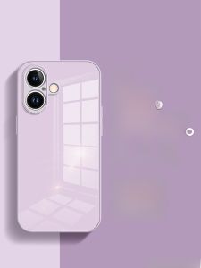 Fabio Full Cover Shockproof Anti-fall Glass Phone Case for Apple 16 Simple Fashion Mens Womens Couple Pure Color Luxury Purple