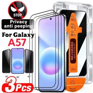 3Pcs For Samsung Galaxy A57 Dust-Free Chamber High-Aluminium Tempered Glass Screen Protector Easy to Install Anti-peep Privacy Protective Film