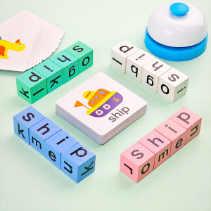 Letter Spelling Block Flash Cards Game English Words Early Learning Educational Toys for Kids Montessori Toys