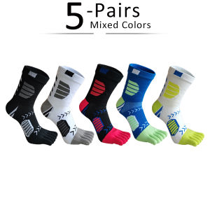 5 Pairs Sport Toe Socks Compression Pure Cotton Sweat-Absorbing Colorful Bike Marathon Fitness Outdoor Basketball 5 Finger Socks