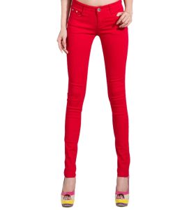 Candy Color Stretch Pencil Pants Elastic Girls Casual Jeans High Street Style Spring Summer Cotton Polyester Blend