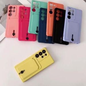 Soft Silicone Case For Samsung S25 S24 S23 S22 S21 Ultra Plus FE Wallet Card Holder Case For Samsung A56 A55 A72 A36 A53 A35 A54
