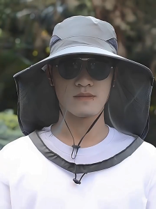 MENSPE Sun Cap Mosquito-proof Hat Large Shawl Beach Hat Sun-proof Hat Casual Sun Hats Portable Fisherman Cap Large Brim Cap Sun Protection Cap UV Protection Hats Breathable Mask for Summer Outdoor Travel