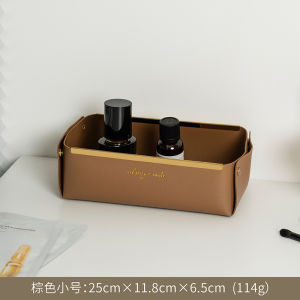 Luxury Leather Desktop Organizer Basket Missnice Cosmetic Remotely Controlled Object Storage Box Rectangular Single Layer Handmade