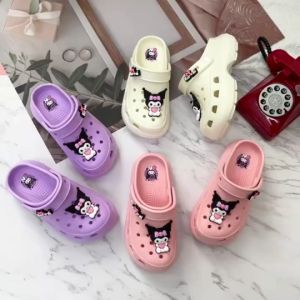 Vuges Style Cute Baby Girl Slip-on Close Kuromi Childrens Sandals with Anti-Slip Sole for Kids 0106-1
