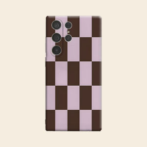 BILIBILI | Cocoa Pink Check Luxury Fashion Full Lens Protective Case for Samsung Galaxy S26 S25 S24 A56 A36 Plus Ultra