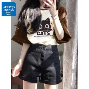Jeanswest | Áo Thun Hè Cotton Đính Vai Màu Đối Lập