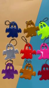 10-100Pcs Colorful Reflective Ghost Keychain Pendant Halloween Ghost Festival Carnival Party Favor Decoration Gift Bag Filler