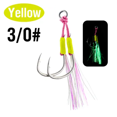 1PC Luminous Double Assist Hooks Sharp Fishing Hooks Corrosion-Resistant Jig Hook 1# 2# 1/0# 2/0# 3/0#
