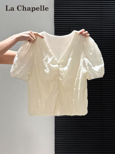 La Chapelle | Feminine French Puff Sleeve Blouse V-Neck Design Spring/Summer Wear