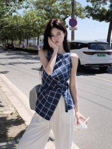 เสื้อเชิ้ตแขนกุดสไตล์เกาหลีสตรีทแฟชั่นสำหรับผู้หญิงในฤดูร้อน ทรงเข้ารูป กระโปรงทรงเอ ทรงสลิมฟิต ทรงเข้ารูป ทรงเข้ารูป