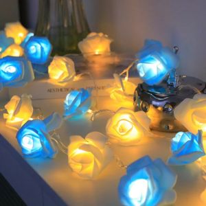 20 LEDs Rose Flower LED String Lights Battery Powered Wedding Party Fairy Light Mothers Day Home Bedroom Decoration Lamp